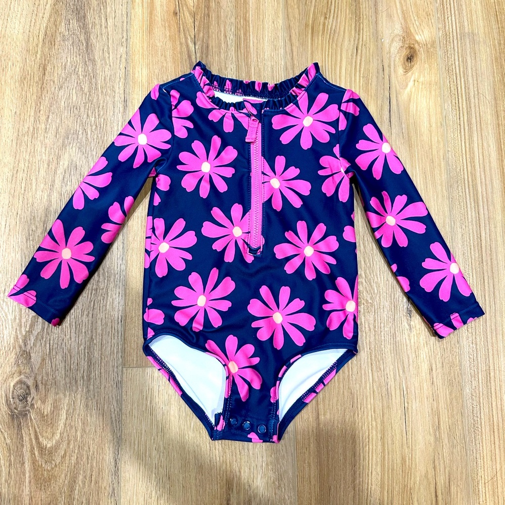 Carter's Baby Girl’s Long Sleeve Pink Floral Kids Rashguard